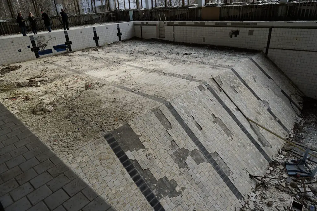 Azure swimming pool Pripyat Chernobyl Ukraine