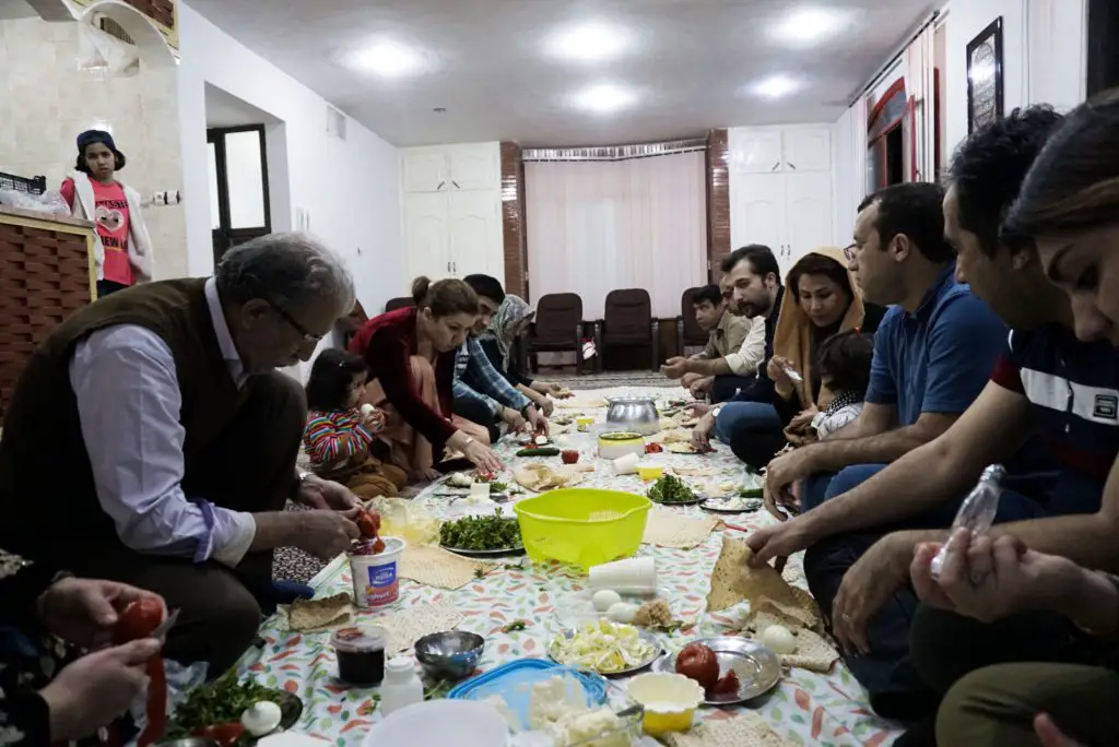 Dinner with my Kurdish family, Palangan, Kurdistan, Iran