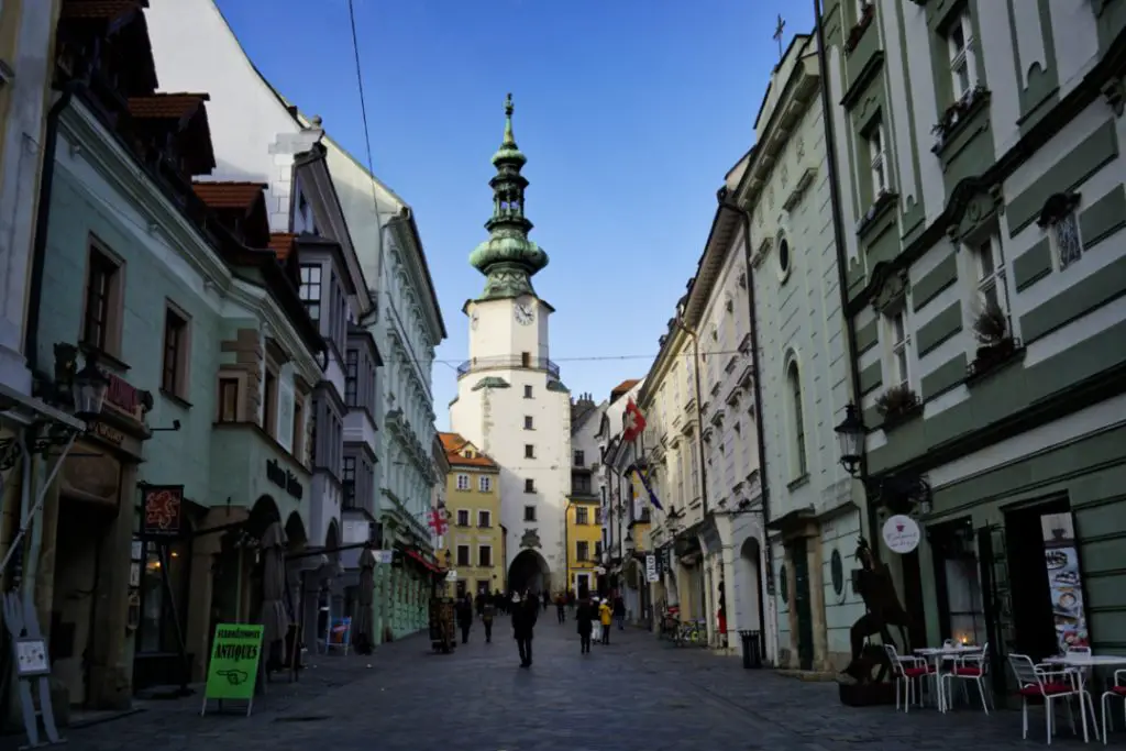 Michalská street and St. Michael's Gate, Bratislava, Slovakia – Experiencing the Globe 