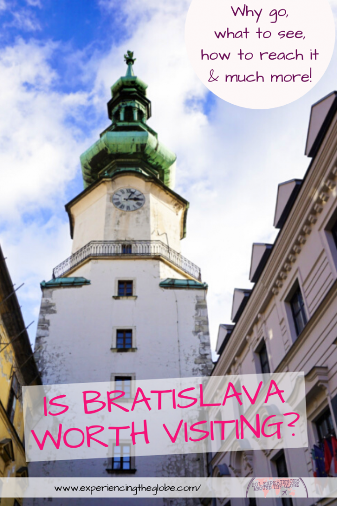 Travelers in Vienna, Prague or Budapest often ask “is Bratislava worth visiting?”, and I only reply with one word: absolutely! Gorgeous architecture and no crowds, it doesn’t get better! – Experiencing the Globe #Bratislava #Slovakia #TravelPhotography #IndependentTravel #SoloFemaleTravel #BucketList #Architecture #ArtNoveau #Brutalism #ManAtWork #SchoneNaci #Petržalka #UFObridge #BlueChurch