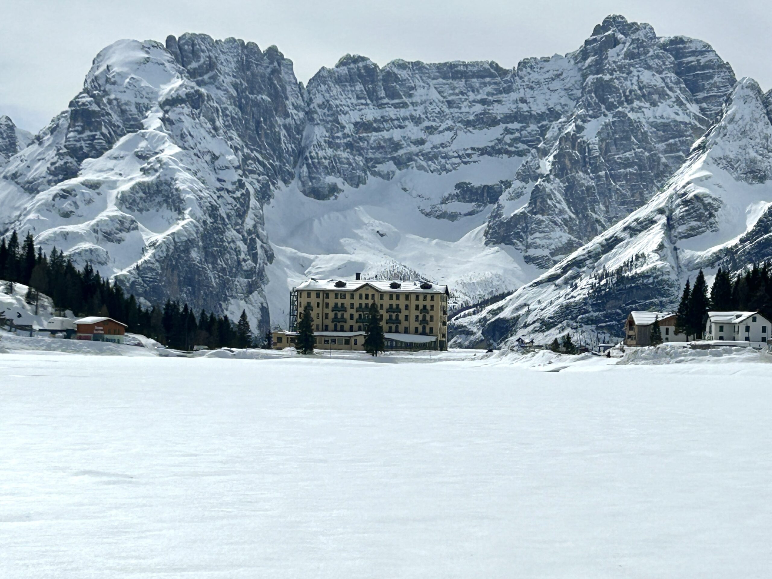 Misurina Lake, Dolomites in winter, Italy