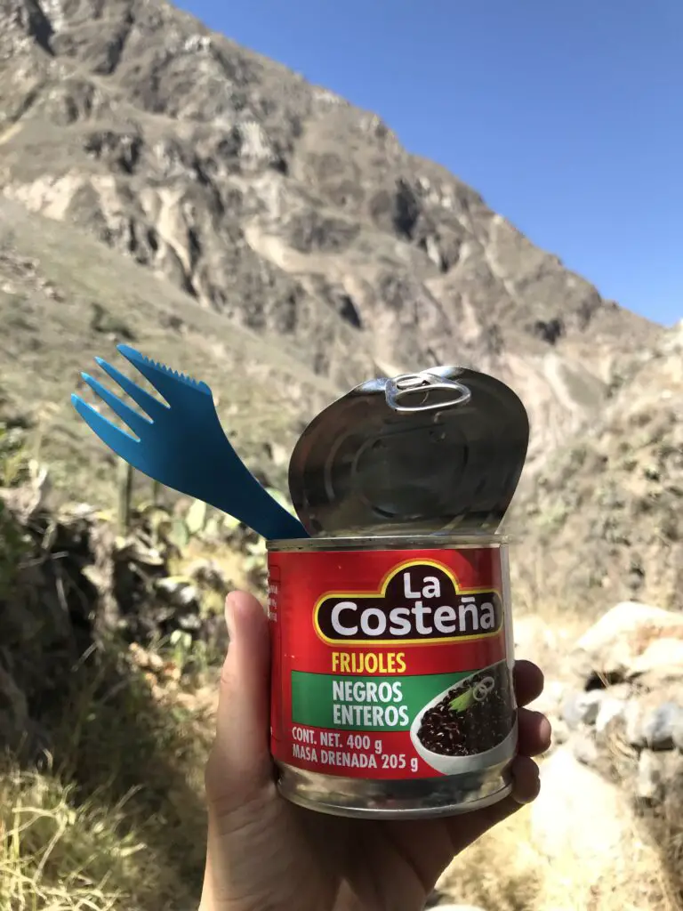 A trusty can of bean (for the vegan trekkers), Colca Canyon, Peru