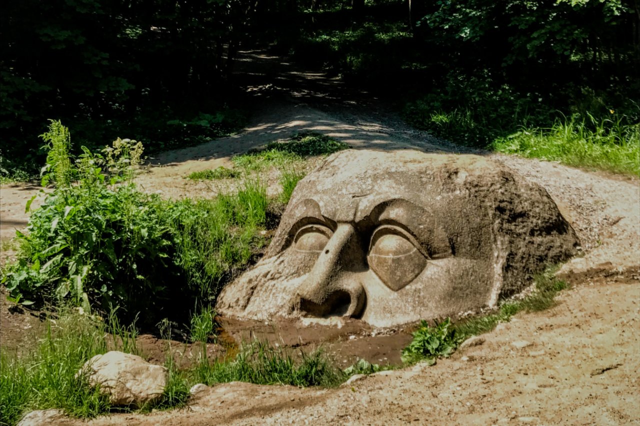 Sergievka, Stone Head of the Warrior, Peterhof, Russia